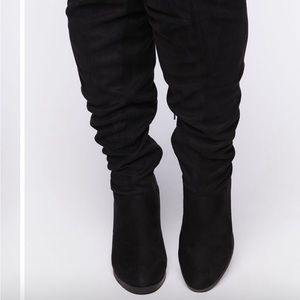 Faux suede knee high boots -wide calf